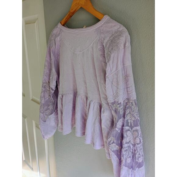 Free People Lilac Penny Balloon Long Sleeve Lace Blouse size XS - Picture 14 of 16